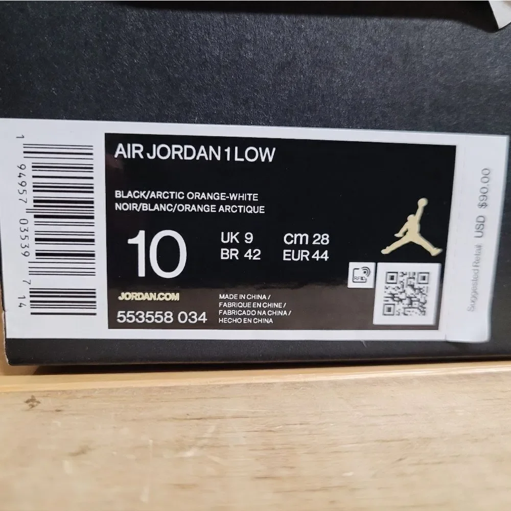 Air Jordan 1 Low Black Artic Orange White Mens Shoe Sneaker 553558-034